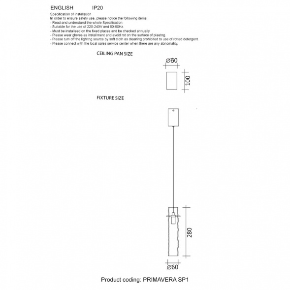 Подвесной светильник Crystal Lux Primavera SP1 Chrome