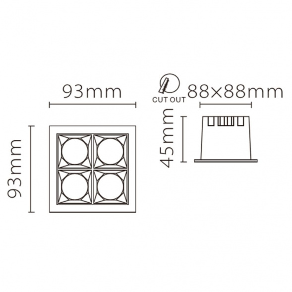 Встраиваемый светодиодный светильник Fiberli XL003-3T 12130303