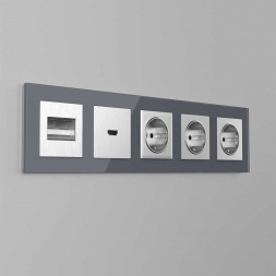 Накладка Werkel для розетки HDMI серебряный рифленый WL09-HDMI-CP 4690389128318