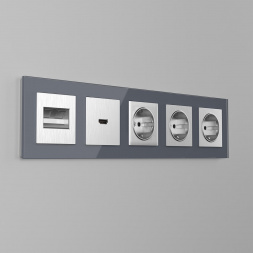 Накладка Werkel для розетки HDMI серебряный рифленый WL09-HDMI-CP 4690389128318