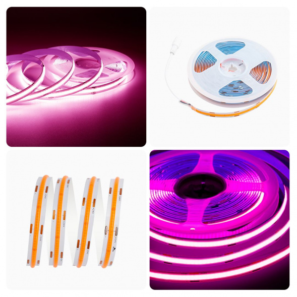Светодиодная лента Apeyron 14W/m 512LED/m COB розовый 2M 205ОО