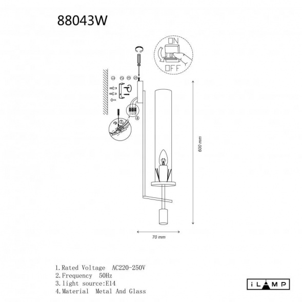Бра iLamp Thor 88043W BR