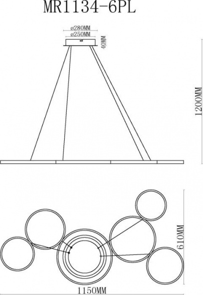 Подвесной светодиодный светильник MyFar Victory MR1134-6PL