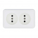 Розетка LK Studio двойная открытой установки без заземляющих контактов с защитными шторками (белый) 813604