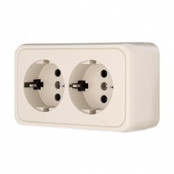 Розетка LK Studio двойная открытой установки с заземляющими контактами и защитными шторками (бежевый) 813501