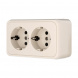 Розетка LK Studio двойная открытой установки с заземляющими контактами и защитными шторками (бежевый) 813501