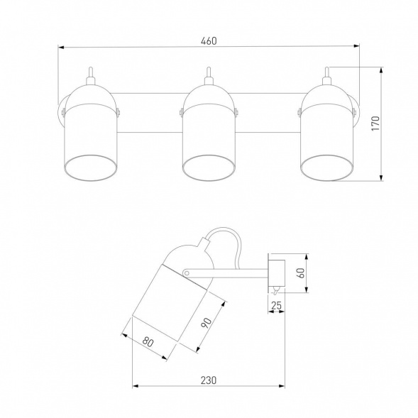 Спот Eurosvet Mars 20122/3 черный/тертый серый