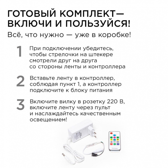 Комплект адресной светодиодной ленты Apeyron 24В 14,4Вт/м smd5050 5м 10-96