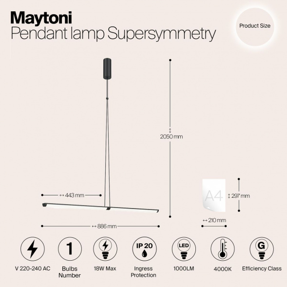 Подвесной светодиодный светильник Maytoni Supersymmetry P096PL-L11BK1