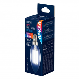 Лампа светодиодная Uniel E14 4W 4000K прозрачная LED-C35-4W/4000K/E14/CL GLY01TR UL-00011937