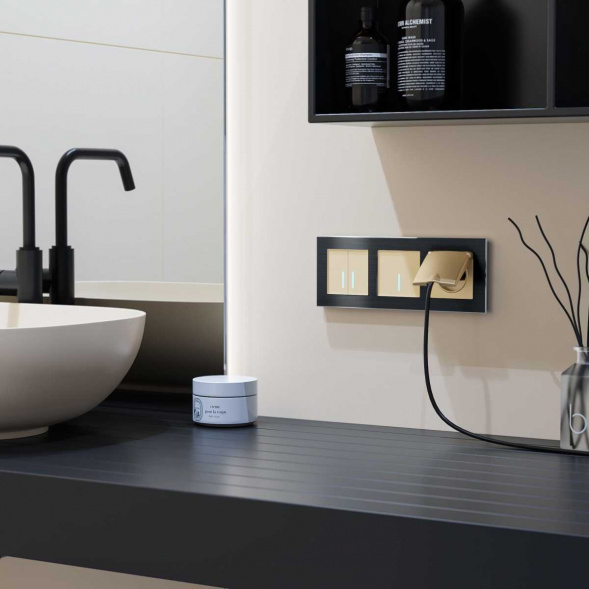 Сенсорный выключатель двухклавишный с функцией Wi-Fi Werkel шампань W4520611 4690389171307