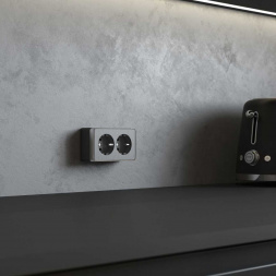 Розетка двойная с заземлением Werkel Gallant графит рифленый W5072104 4690389164675