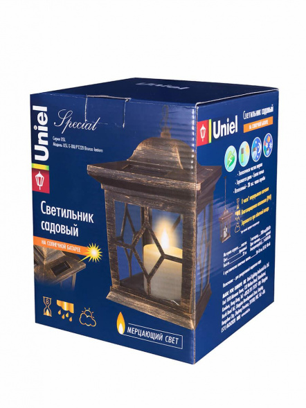 Подвесной светильник на солнечных батареях Uniel USL-S-180/PT220 Bronze lantern 10227