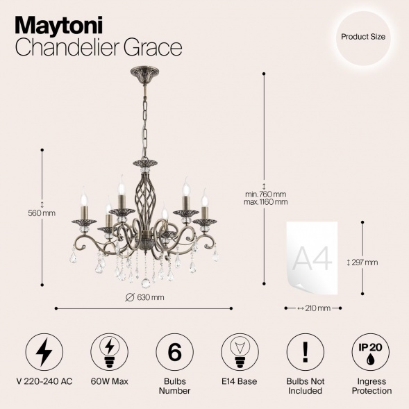 Подвесная люстра Maytoni Grace RC247-PL-06-R