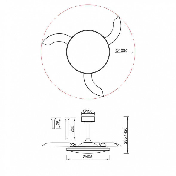 Люстра-вентилятор Mantra SLIM FAN 9006