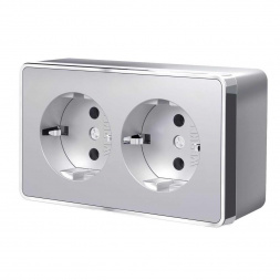 Розетка двойная с заземлением Werkel Gallant серебряный W5072106 4690389167188