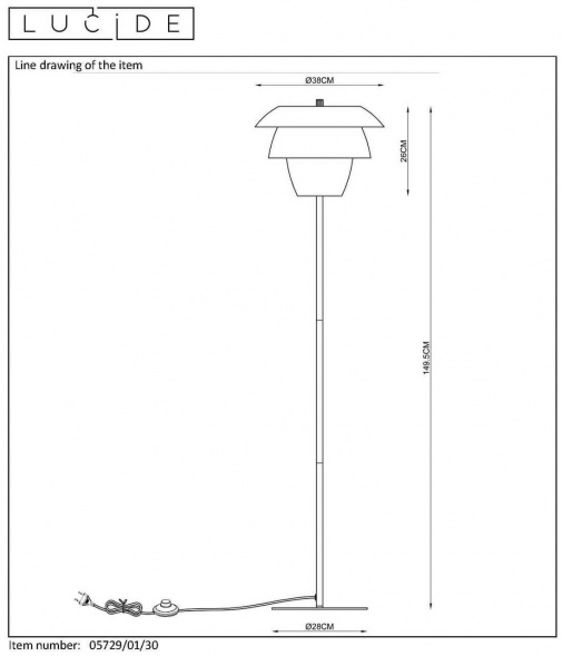 Торшер Lucide Jericho 05729/01/30