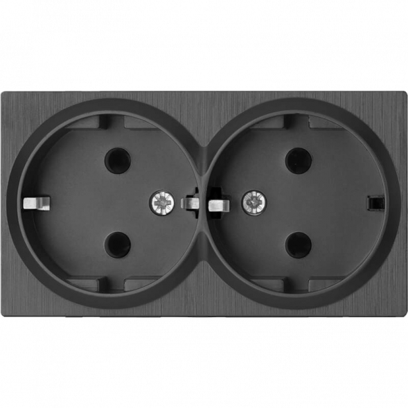 Розетка двойная с заземлением Werkel графит рифленый W1172004 4690389158650