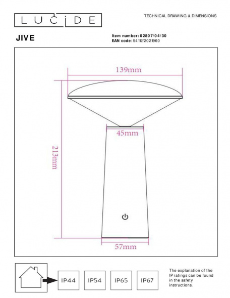 Уличный светодиодный светильник Lucide Jive 02807/04/30