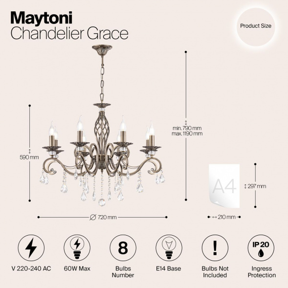 Подвесная люстра Maytoni Grace RC247-PL-08-R