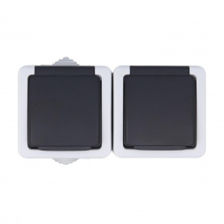 Розетка LK Studio двойная с з/к, EF602G, 16A (серый) 80008