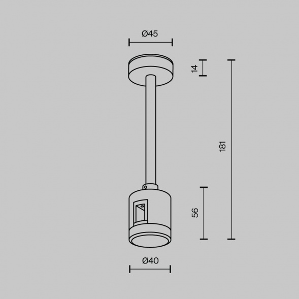 Крепление потолочное Short с прямым коннектором питания Maytoni Flarity TRA156C-IPCL1-B