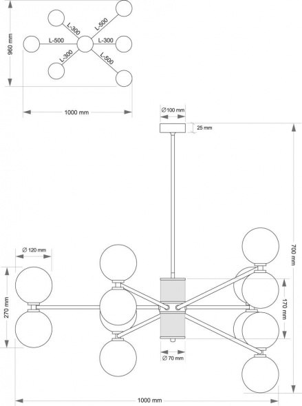 Подвесной светильник KUTEK FABRIANO FAB-ZW-6(Z/1)CB