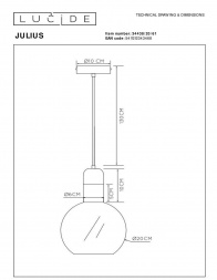 Подвесной светильник Lucide Julius 34438/20/61