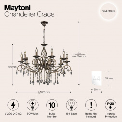 Подвесная люстра Maytoni Grace RC247-PL-10-R