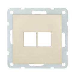 Накладка с суппортом розетки компьютерной и телефонной на 2 входа LK Studio (бежевый матовый) БЕЗ механизма LK80, 846202-0