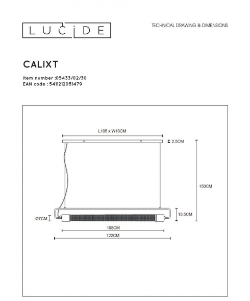 Подвесной светильник Lucide Calixt 05433/02/30