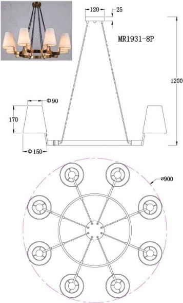 Подвесная люстра MyFar Aurora MR1931-8P