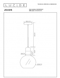 Подвесной светильник Lucide Julius 34438/28/61