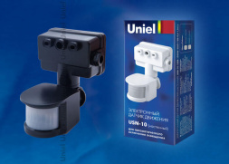 Датчик движения Uniel USN-10-180R-1200W-3LUX-12M-0,6-1,5m/s-BL 02641