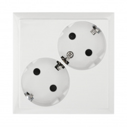 Розетка LK Studio двойная с з/к, со шторками (белый) LK60 863504-1