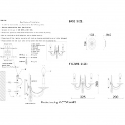 Бра Crystal Lux Victoria AP2 Gold/Amber