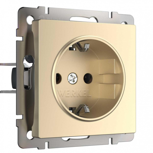 Розетка с заземлением и шторками Werkel шампань W1171111 4690389157387