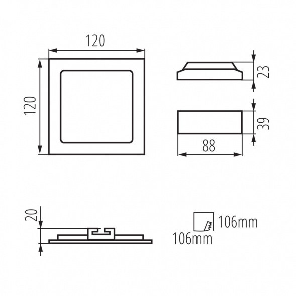 Встраиваемый светодиодный светильник Kanlux KATRO V2LED 6W-WW-B 33564