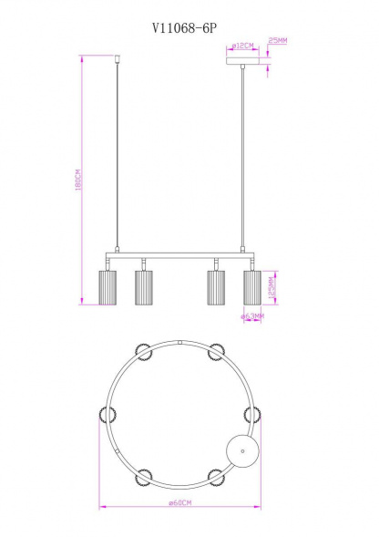 Подвесная люстра Moderli Cora V11068-6P