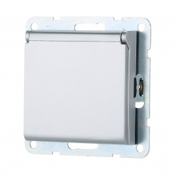 Розетка LK Studio с з/к, шторками и крышкой (серебристый металлик) LK80 843403-1