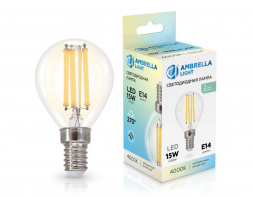 Лампа светодиодная Шар P45 15W 4000K Ambrella light Bulding 451534