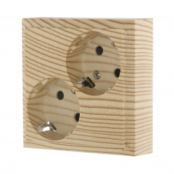 Розетка LK Studio двойная с з/к, со шторками (сосна) LK60 863525-1