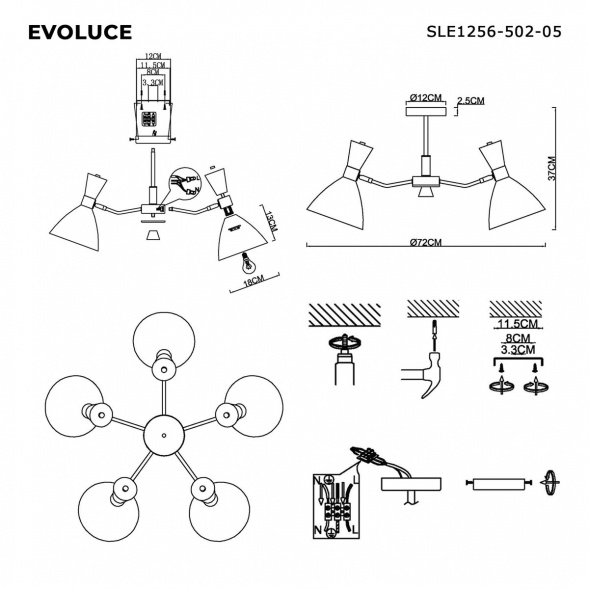 Потолочная люстра Evoluce Vista SLE1256-502-05