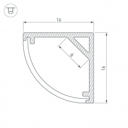 Профиль с рассеивателем Arlight SL-Kant-H16-2000 Anod+Opal 036843