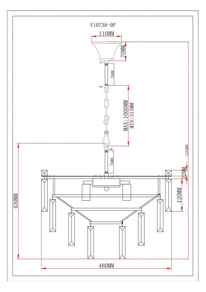 Подвесная люстра Moderli Crystal V10738-9P