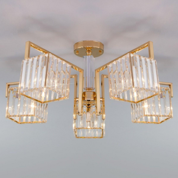 Потолочная люстра Eurosvet April 10126/5 золото/прозрачный хрусталь Strotskis Smart