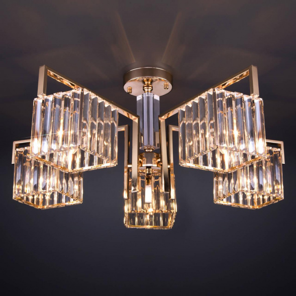 Потолочная люстра Eurosvet April 10126/5 золото/прозрачный хрусталь Strotskis Smart