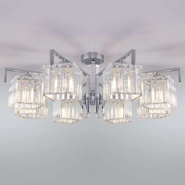 Потолочная люстра Eurosvet April 10126/8 хром/прозрачный хрусталь Strotskis Smart