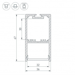 Профиль с рассеивателем Arlight SL-Line-3667-2500 Anod+Opal 036303