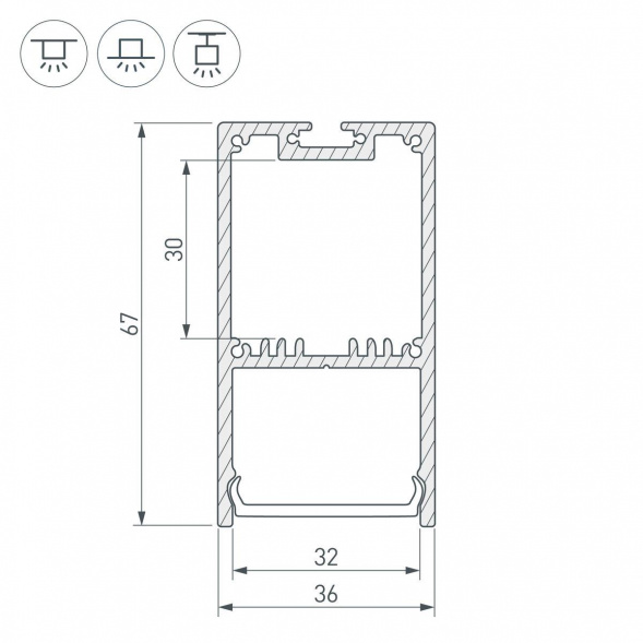 Профиль с рассеивателем Arlight SL-Line-3667-2500 Anod+Opal 036303